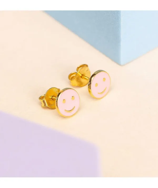 Puces D'oreilles Smiley Rose Fluo^Une A Une Fashion