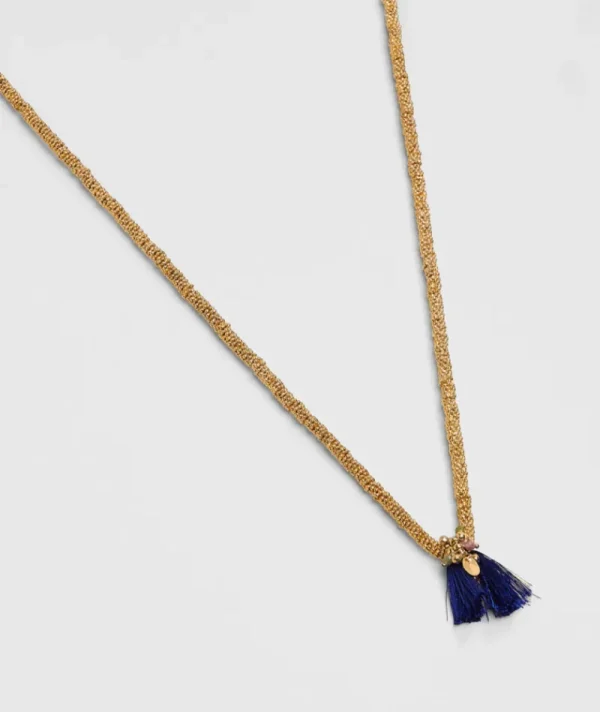 Sautoir Mala Pompon Bleu^Une A Une Outlet