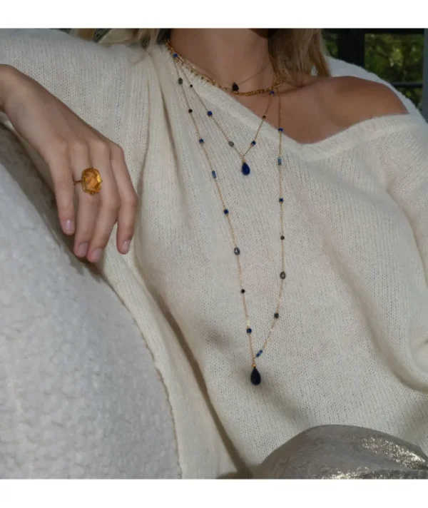 Sautoir Pierre&Goutte Lapis^Une A Une Fashion